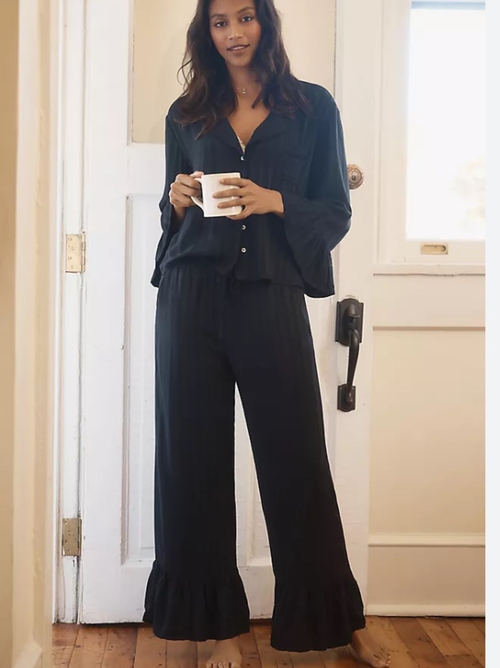 Anthropologie Ruffle NWT Med Pajama Top & Pants Sold Separately Selling As Set
